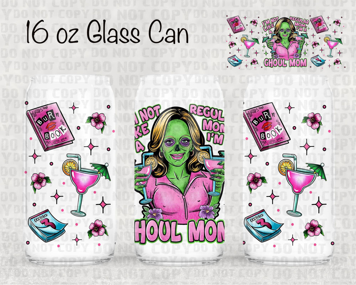 Ghoul mom UV DTF cup wrap