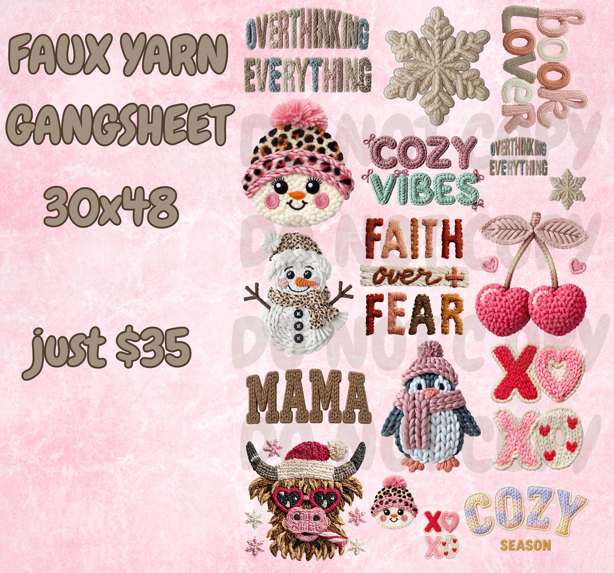 **PRE MADE** FAUX YARN GANGSHEET 30x48inches