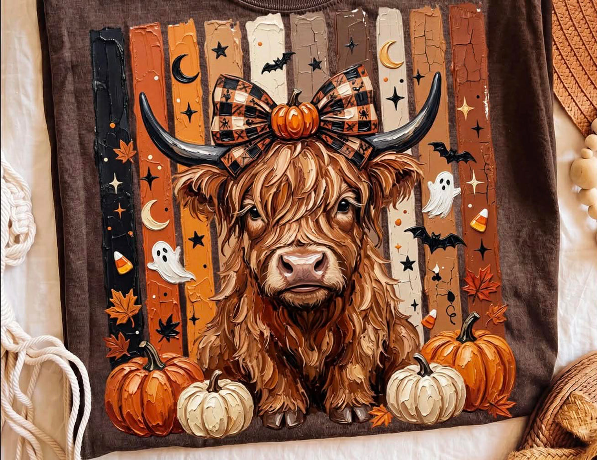 **PRE ORDER** Fall Highland Cow Stripes DTF -DTF TRANSFER
