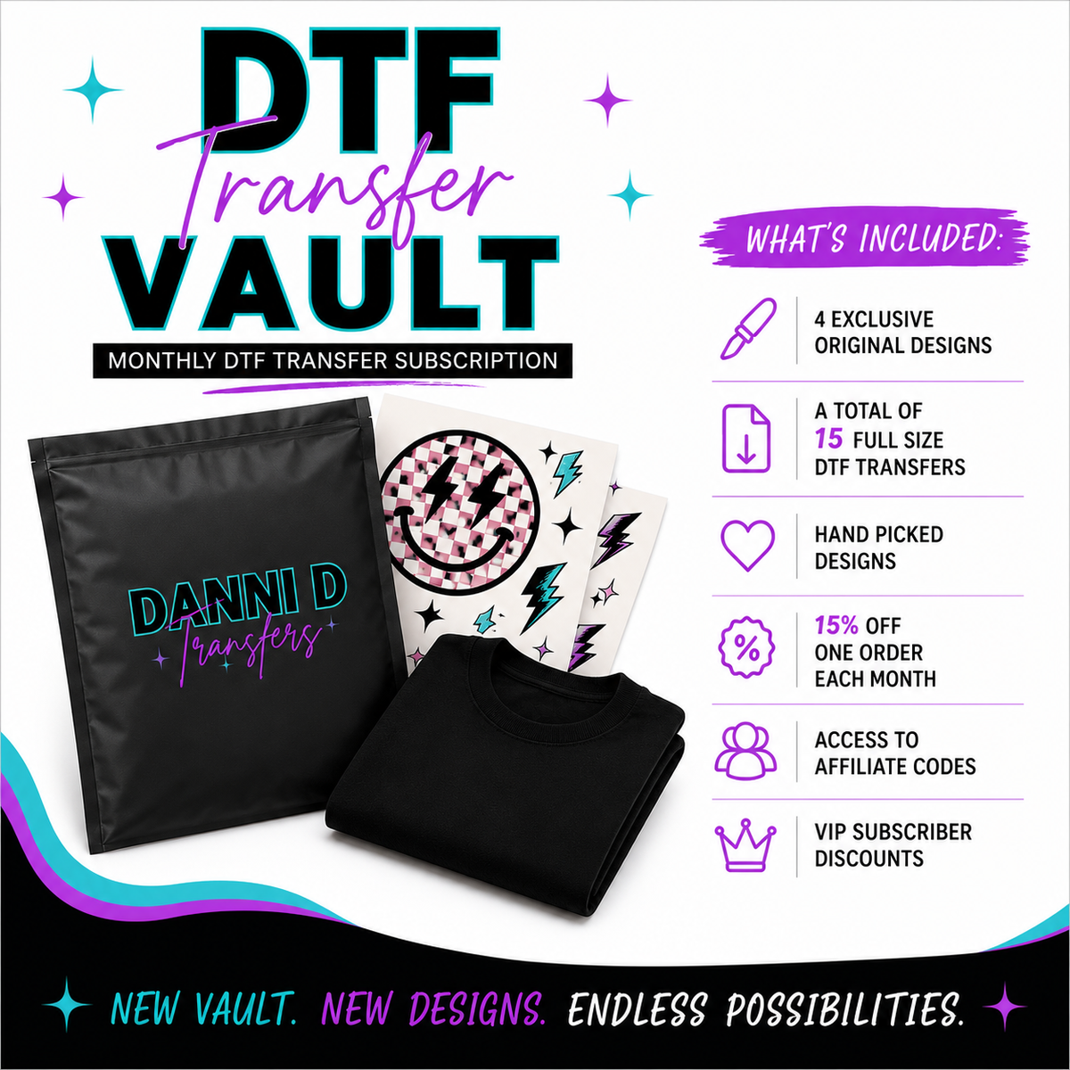 DTF TRANSFER VAULT Subscription (Automatic Monthly Recurring Charge)