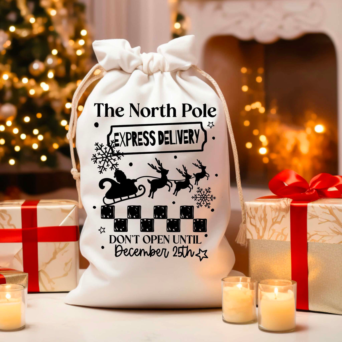 **PRE ORDER**14X19 North Pole Express Delivery BLACK DTF -DTF TRANSFER