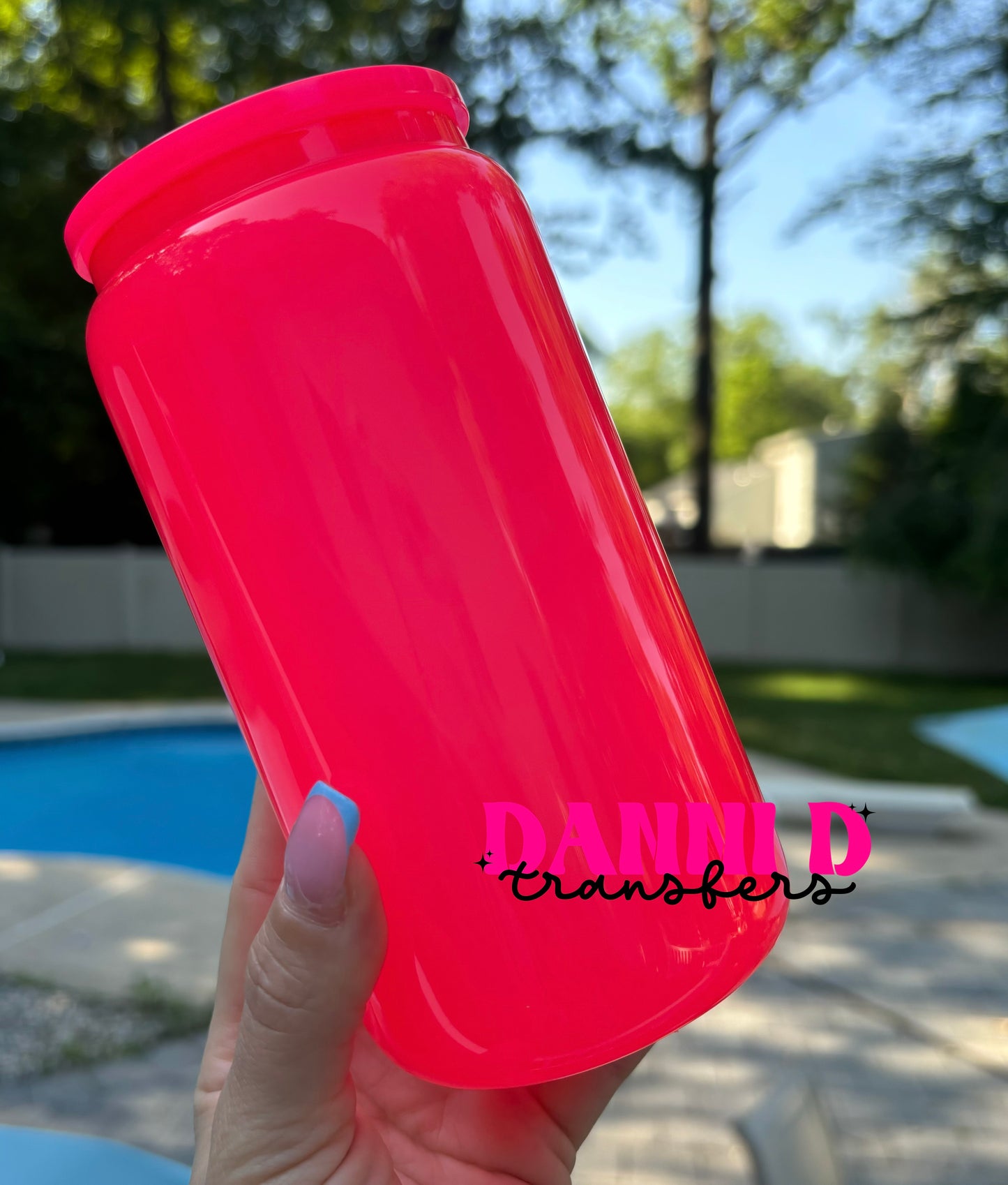 16oz. NEON CORAL GLASS CAN