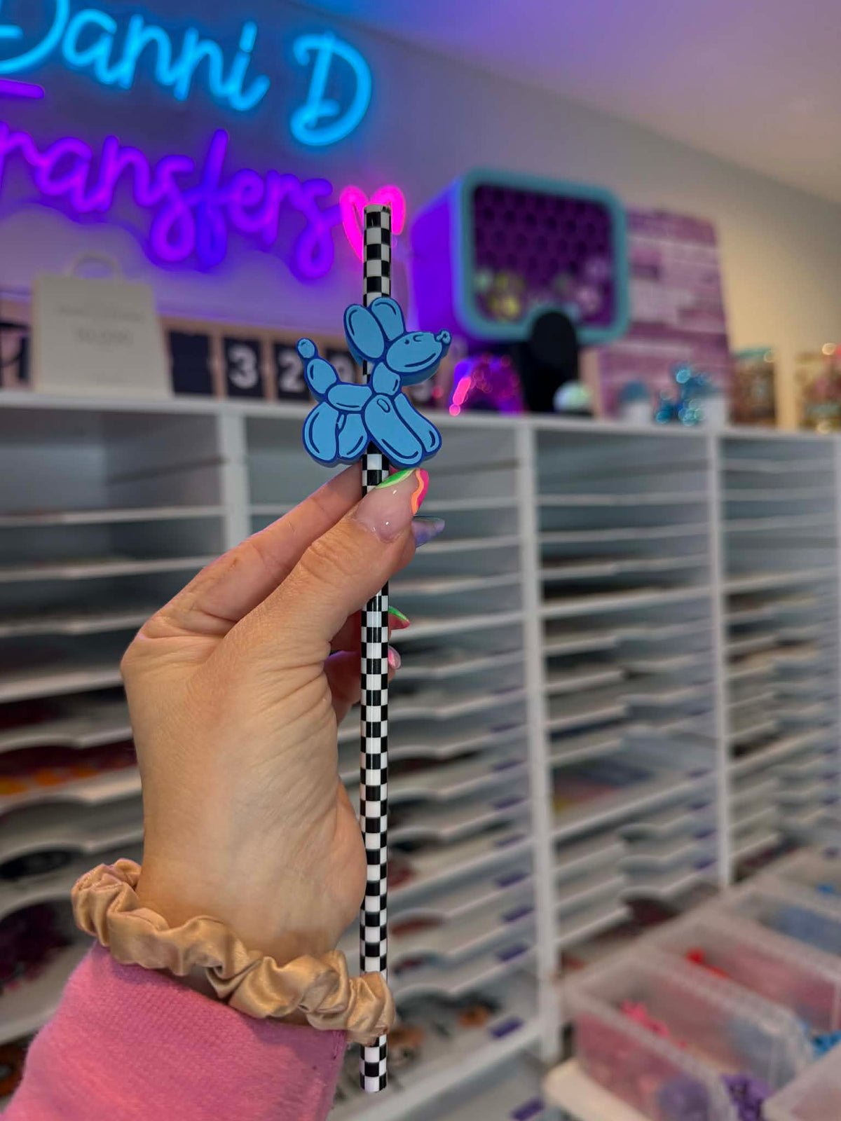 Blue Balloon Dog 8mm Straw Topper (Standard Straw Size) Straw Not Included