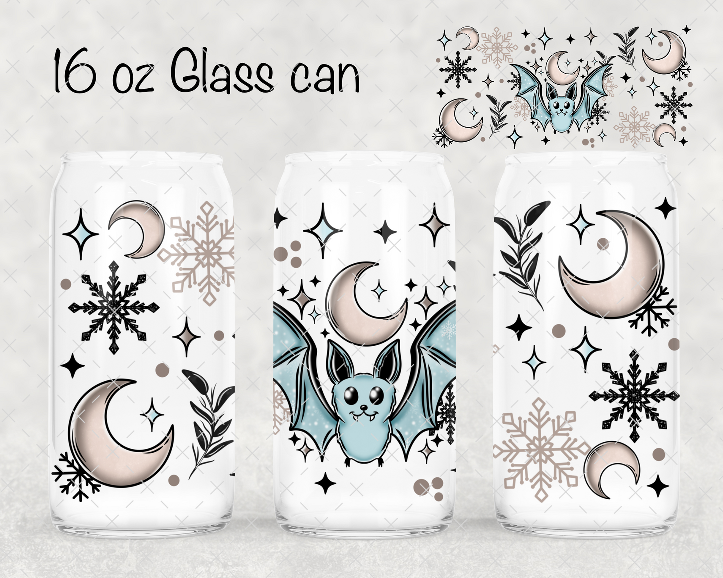 Blue Winter Bat UV Cup Wrap