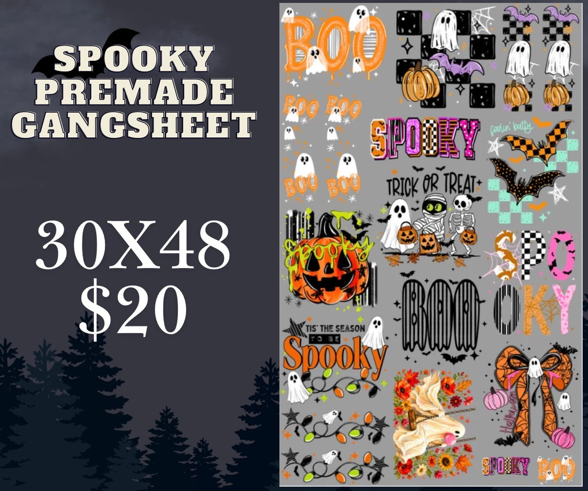 **PRE MADE** DTF SPOOKY gangsheet 30x48in