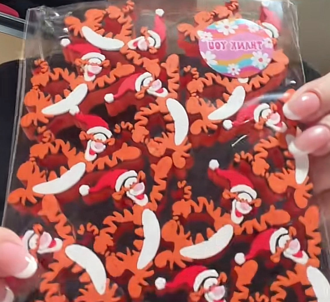 Christmas Bouncy Tiger 8mm Straw Topper (Standard Straw Size) Straw Not Included