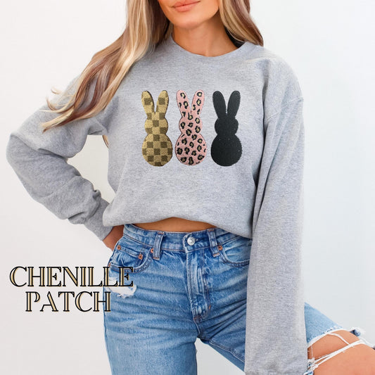 Triple BUNNY chenille patch **RTS**
