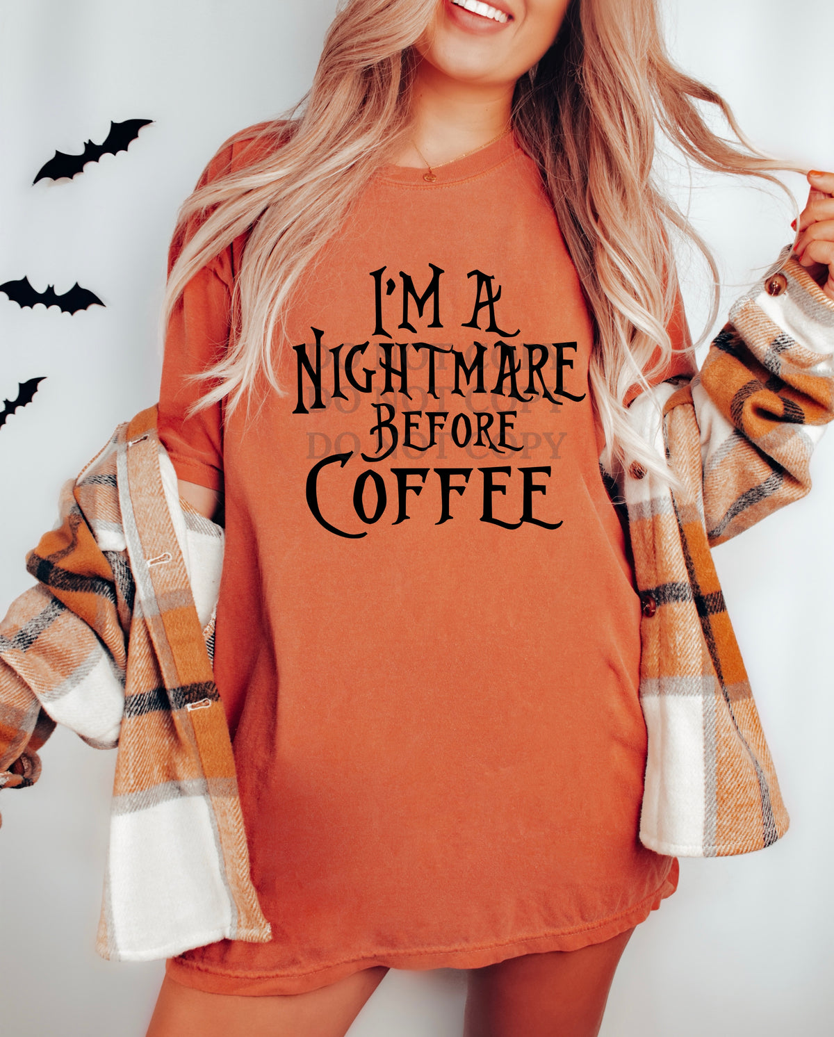 Nightmare Before Coffee Single Color  * BLACK INK* Single Color Screen Print Transfer
