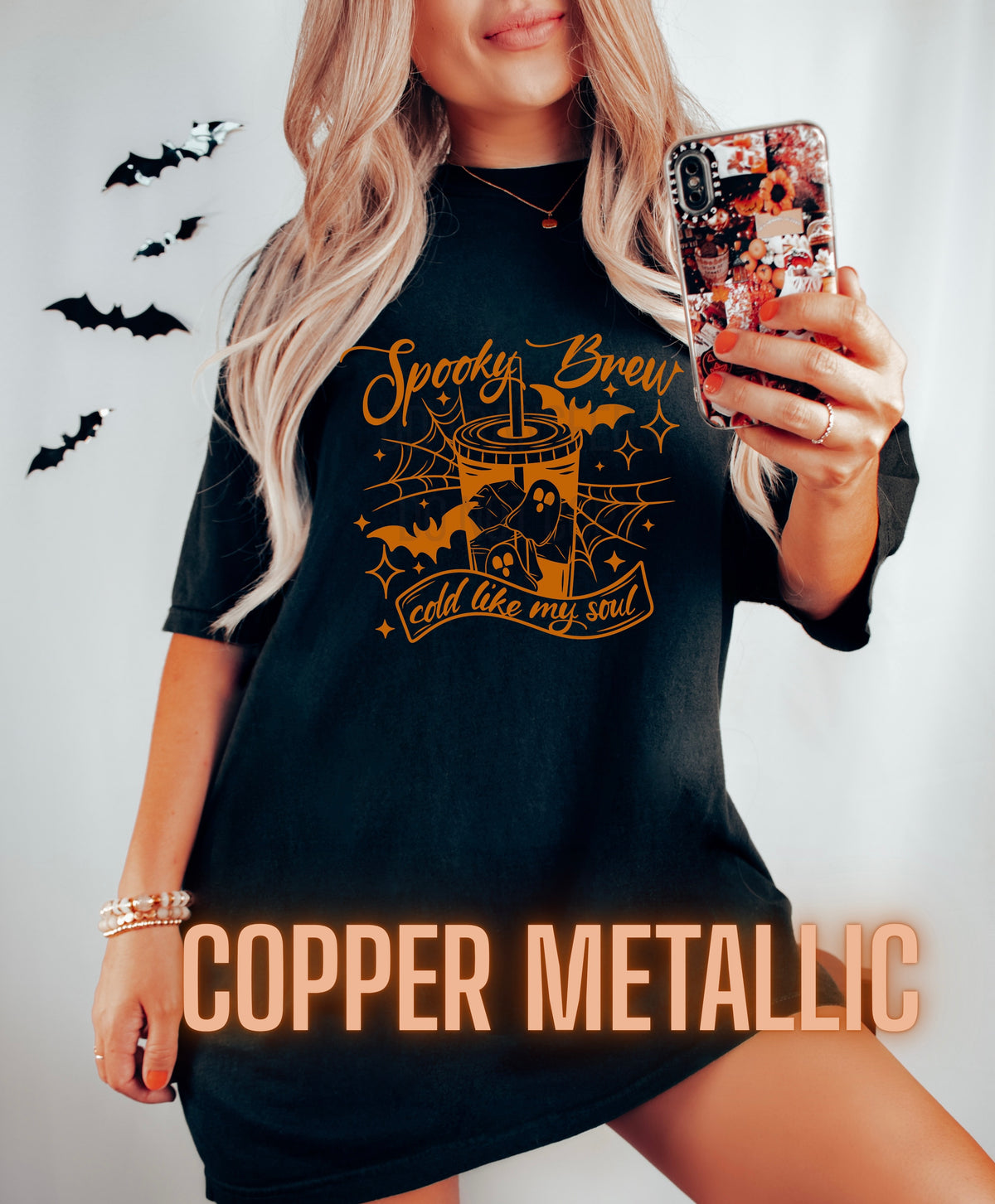 Spooky Brew Metallic Single Color  * COPPER METALLIC INK* Single Color Screen Print Transfer