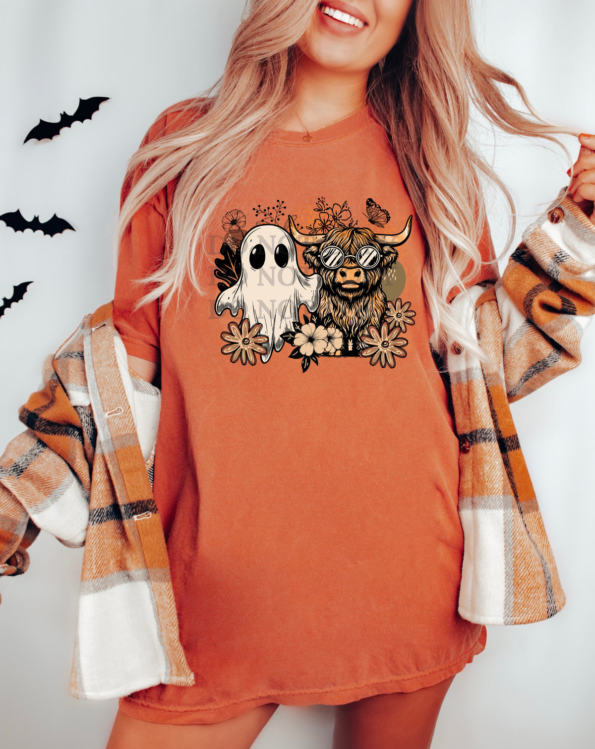Floral Highland & Ghostie DTF Transfer