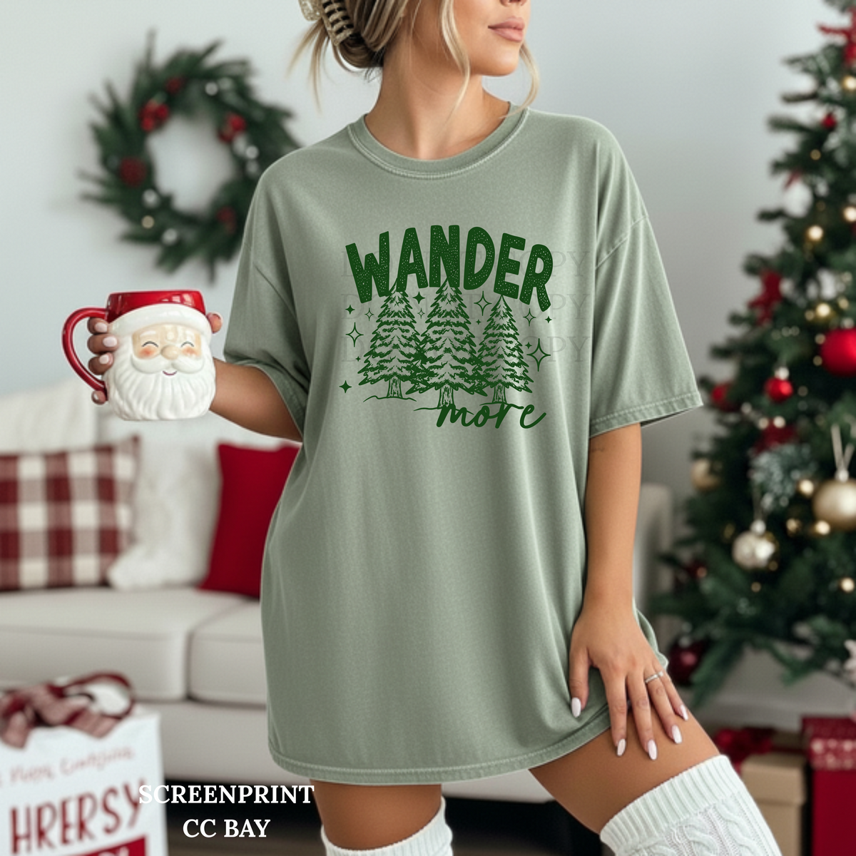 Wander More Single Color  * GREEN INK* Single Color Screen Print Transfer