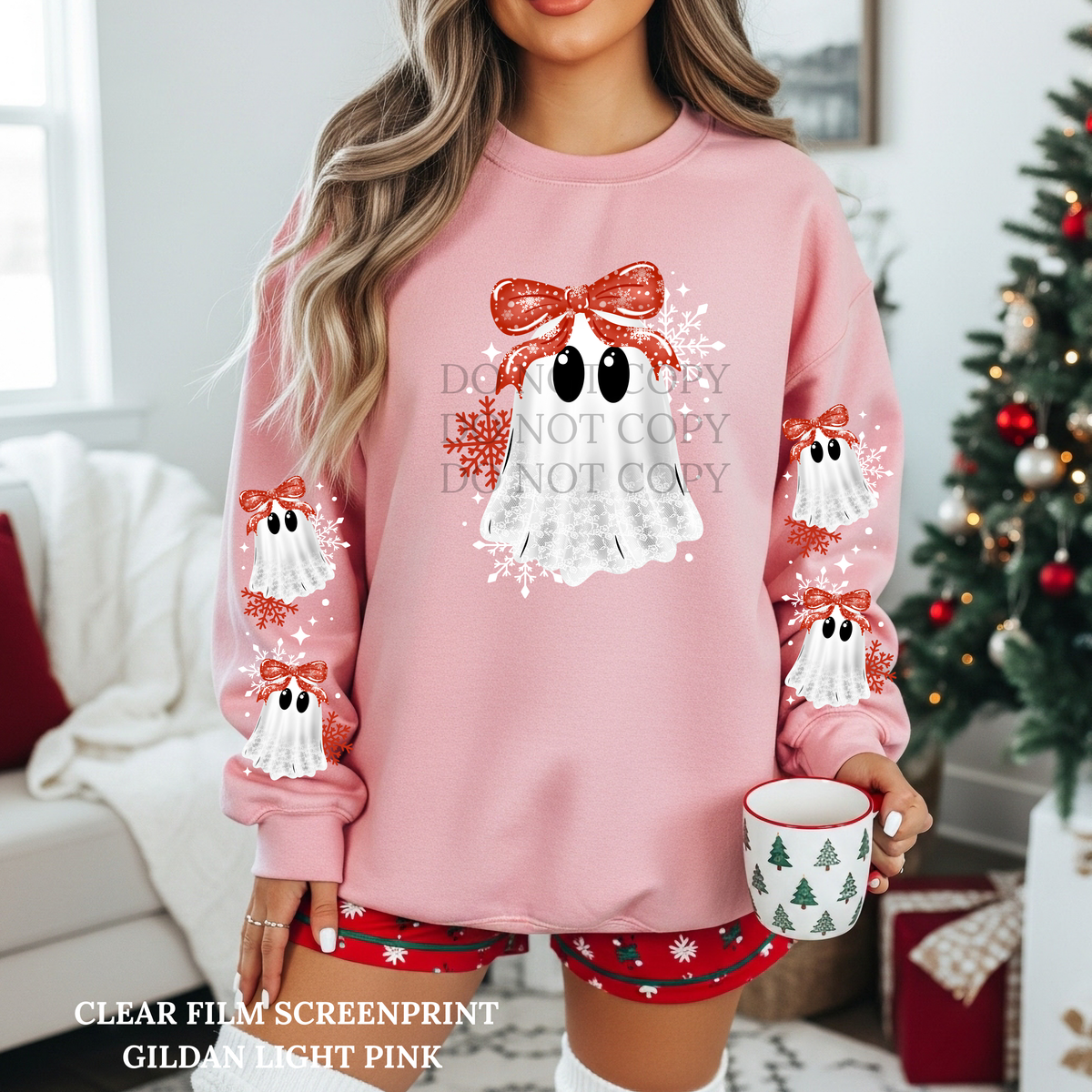 Lace Christmas Ghostie w/ 2 Sleeves -Clear Film