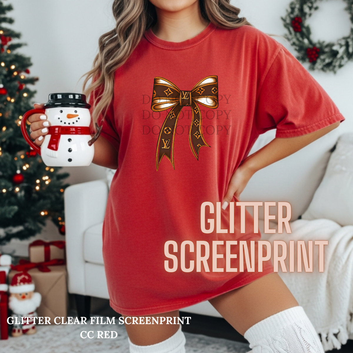 Glitter Designer Bow -Clear Film