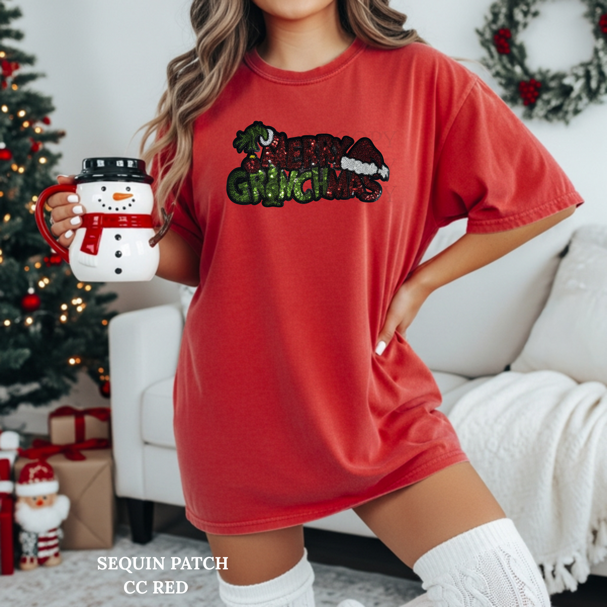 Merry Gmas Sequin Chenille Patch