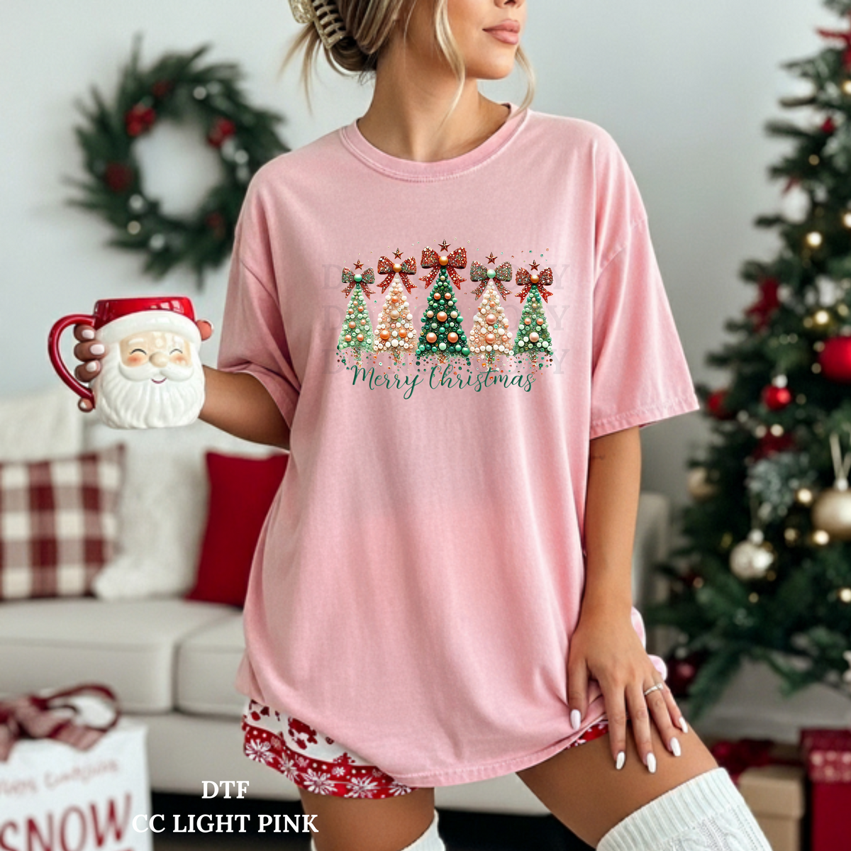 Pearl Christmas Trees DTF Transfer