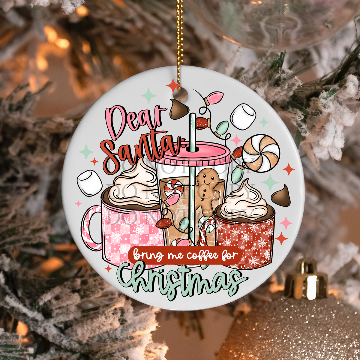 Dear Santa Coffee UV Ornament Decal