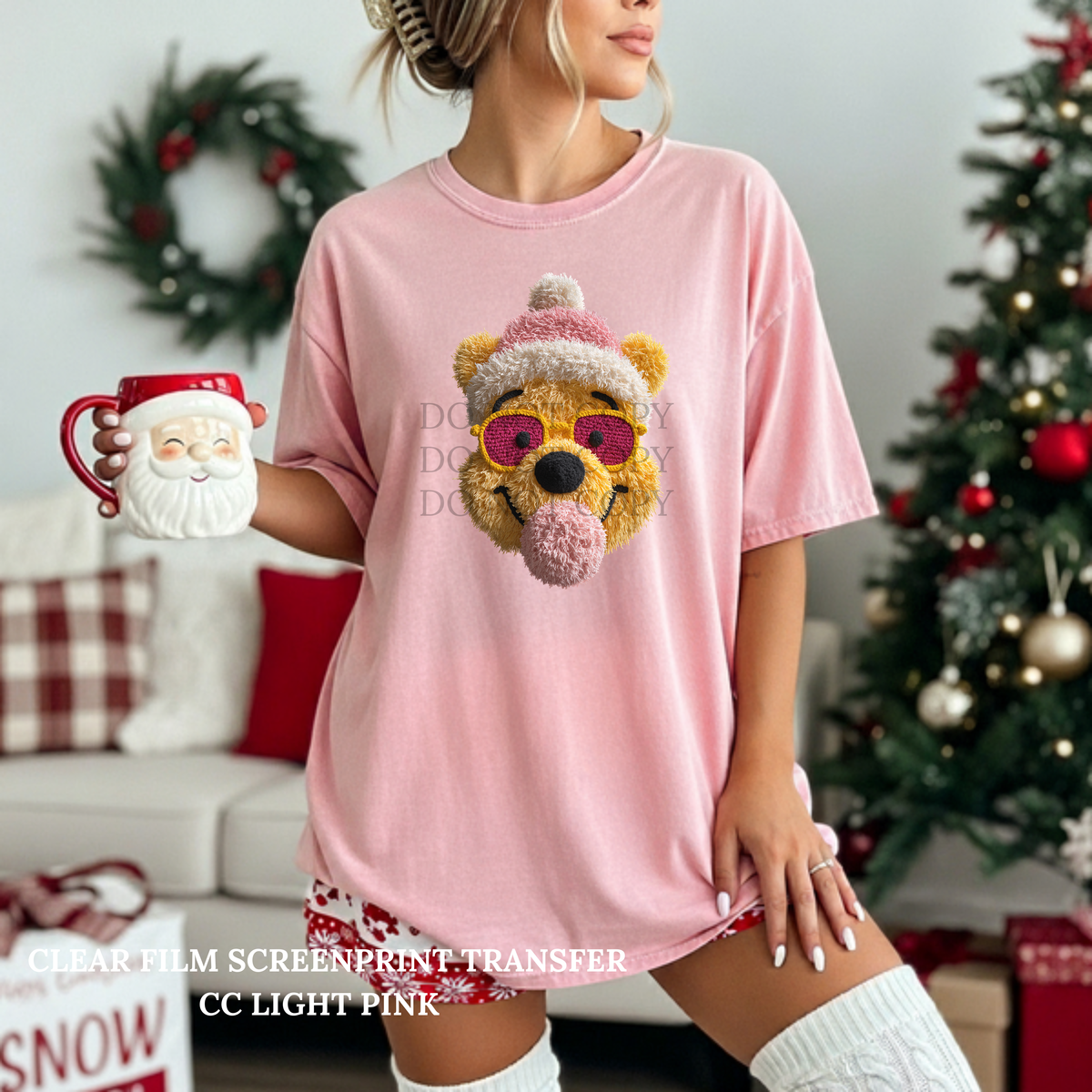 Faux Yarn Bubblegum Bear-Clear Film