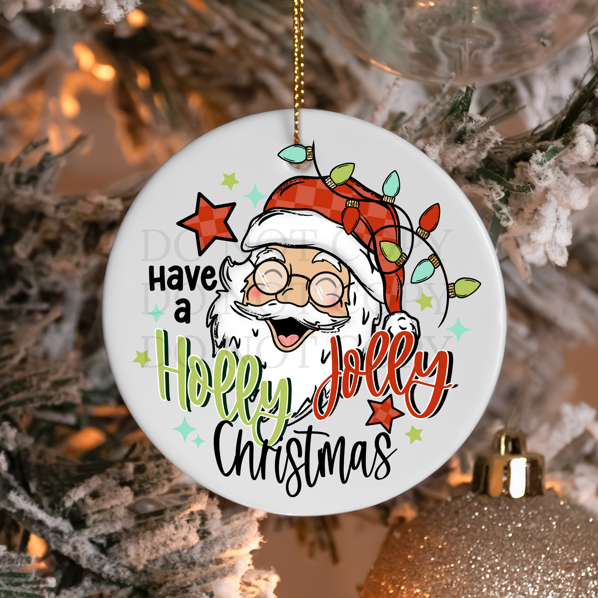 Holly Jolly Christmas UV Ornament Decal
