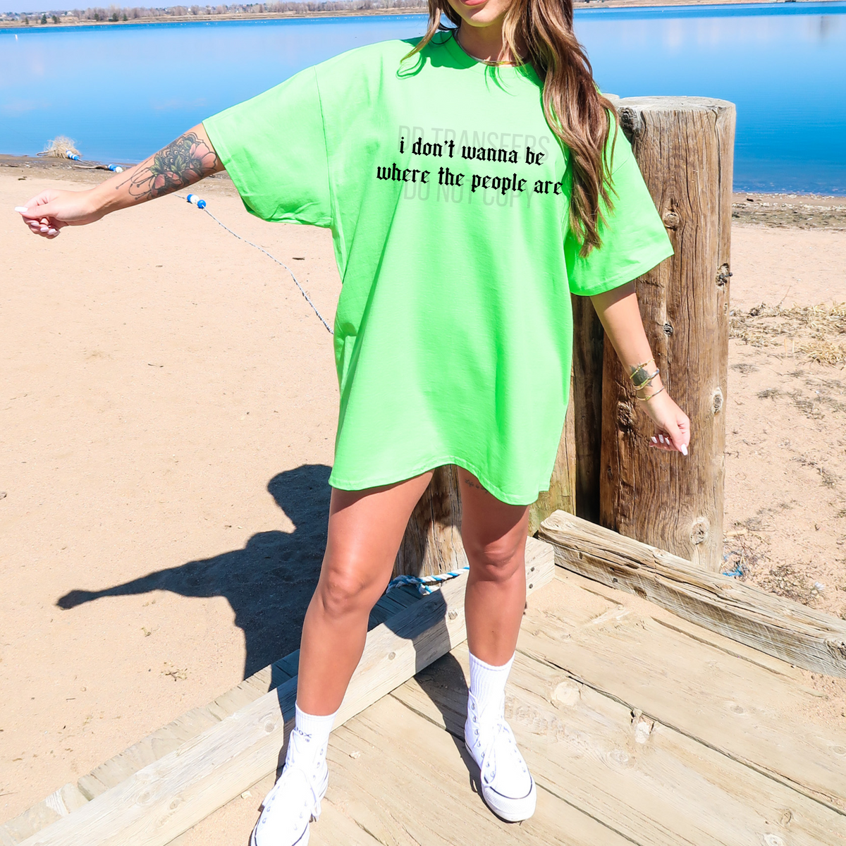 Don't Wanna Be Where People Are Single Color  *BLACK INK* Single Color Screen Print Transfer