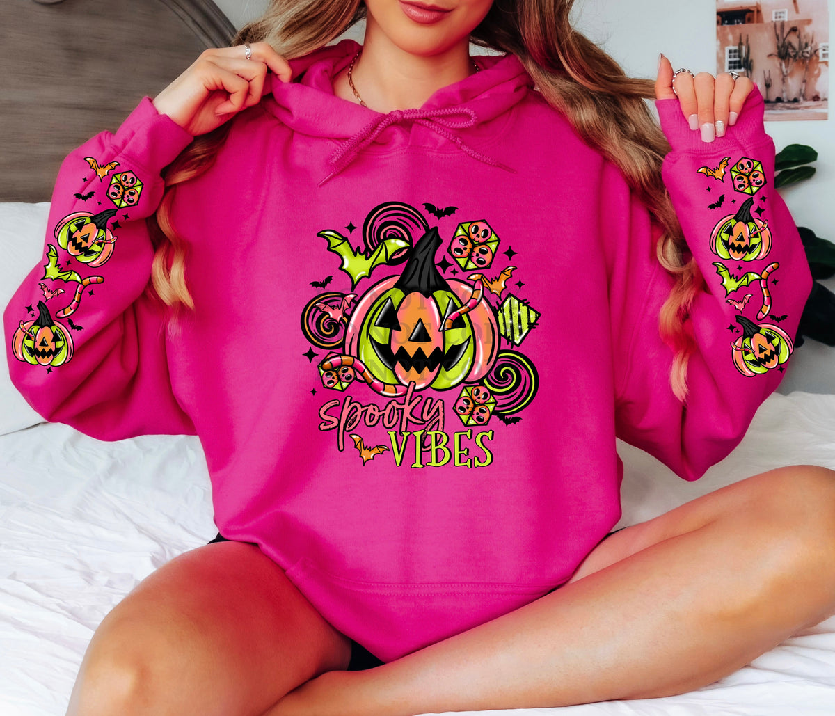 Lime Spooky Vibes w/ 2 Sleeves DTF Transfer