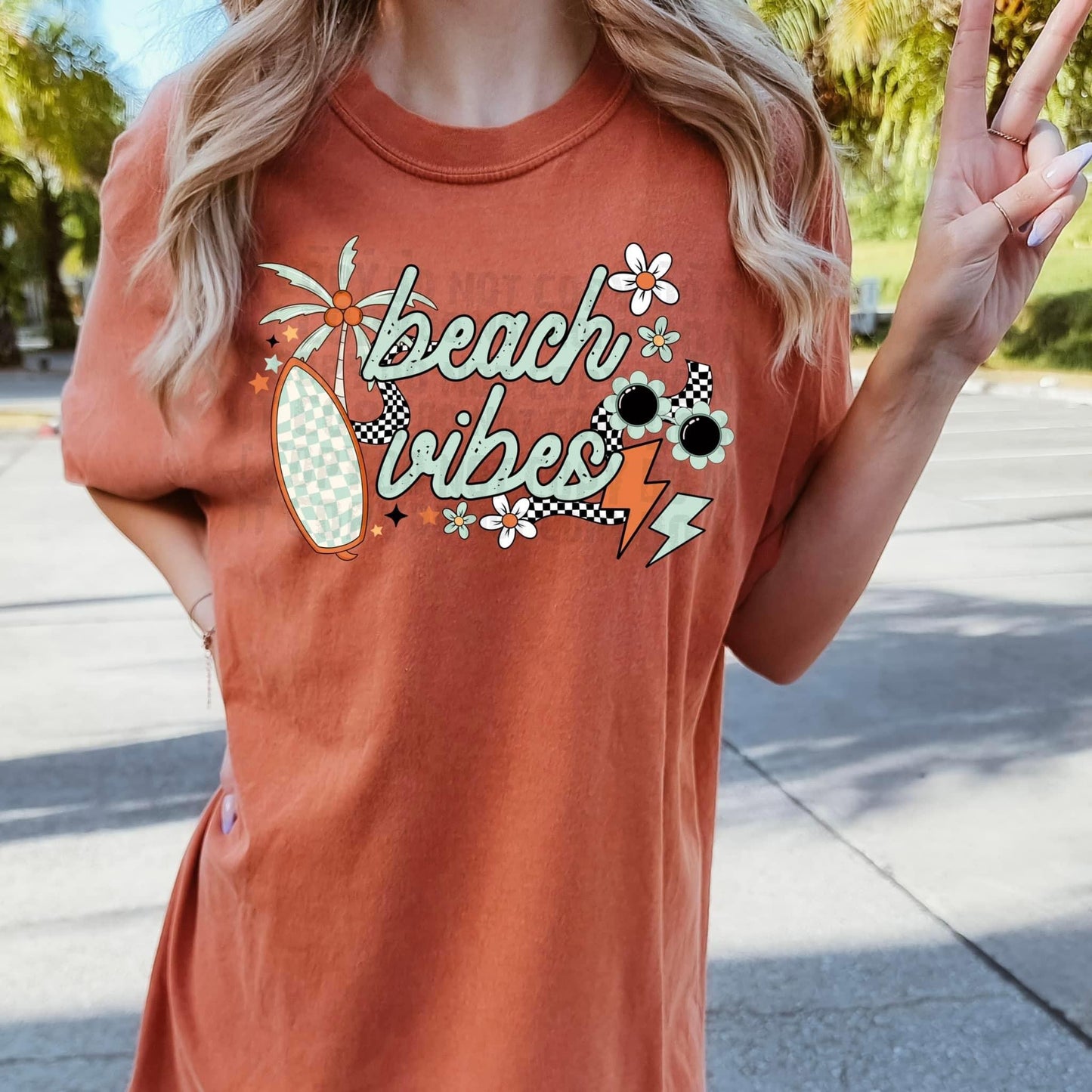 Beach vibes boho screen print transfer