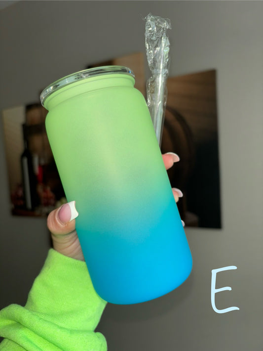 E - GREEN BLUE ombré acrylic can