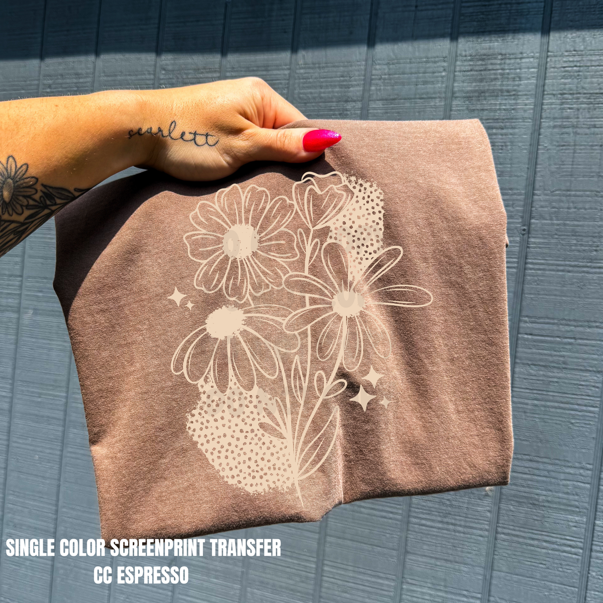 Florals Single Color  *BEIGE INK* Single Color Screen Print Transfer