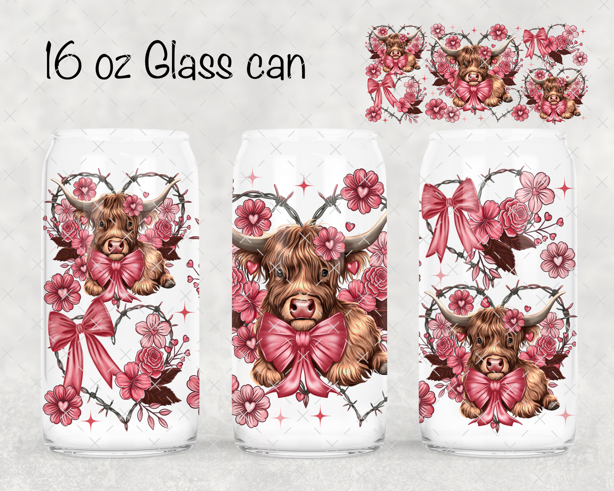 Floral Highland Cow UV Cup Wrap