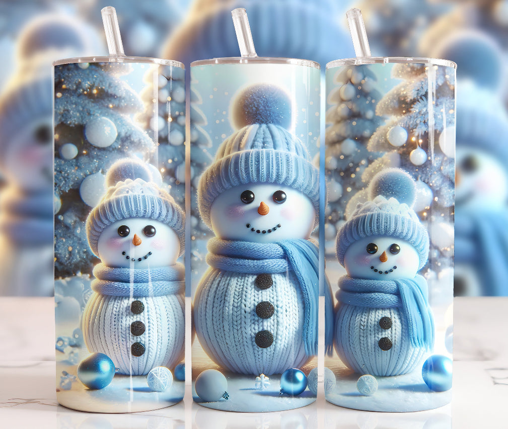 3D blue snowman sublimation transfer