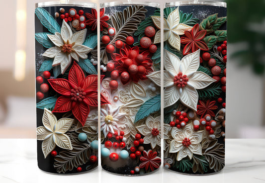 3D christmas floral sublimation transfer