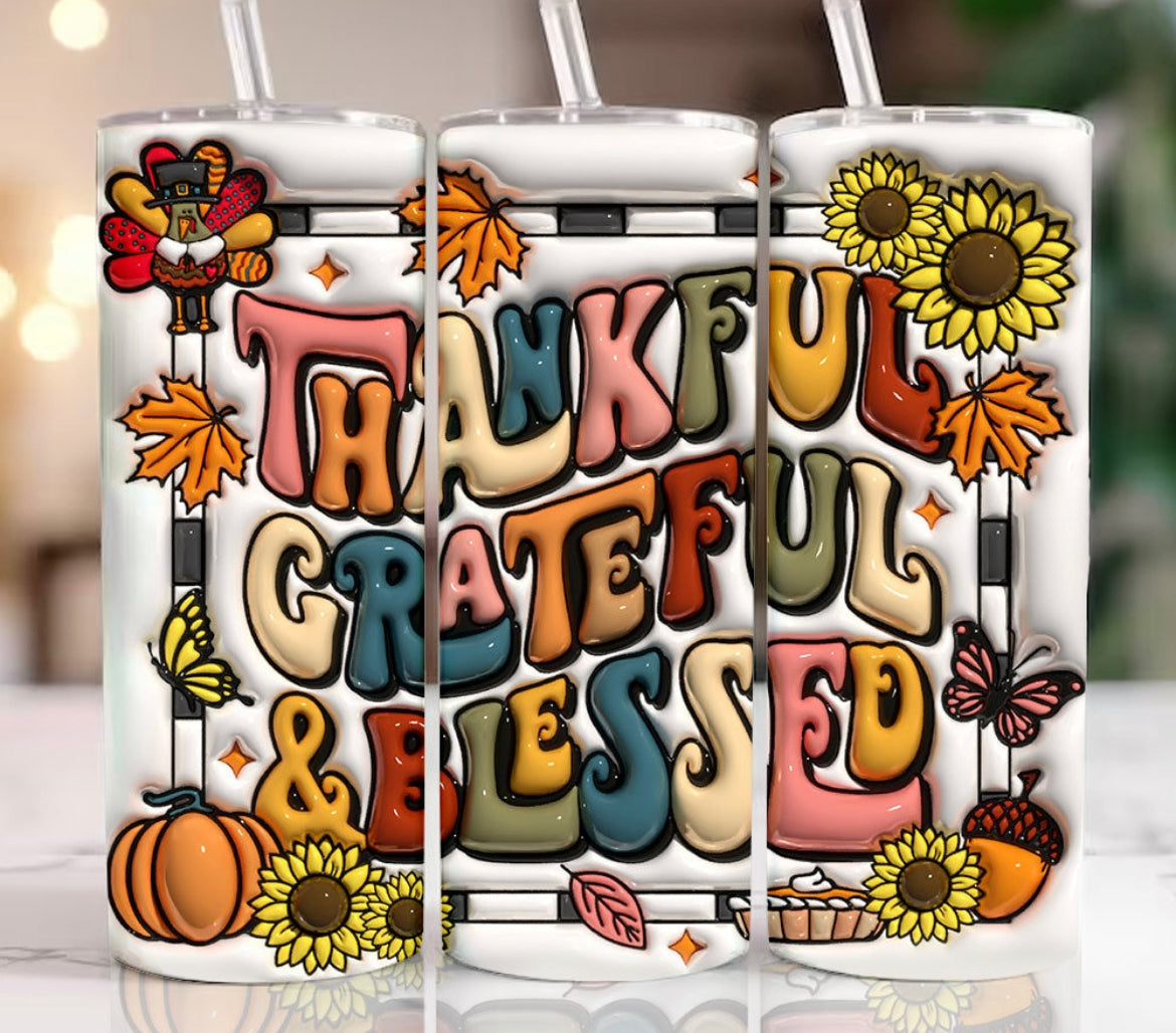 3D thankful grateful blessed sublimation transfer