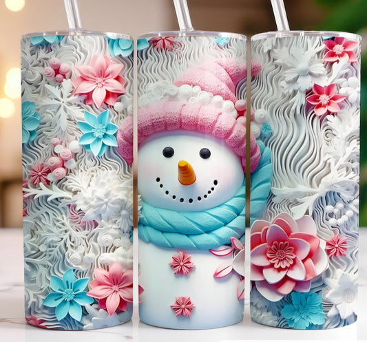 3D snowman floral subkimation transfer