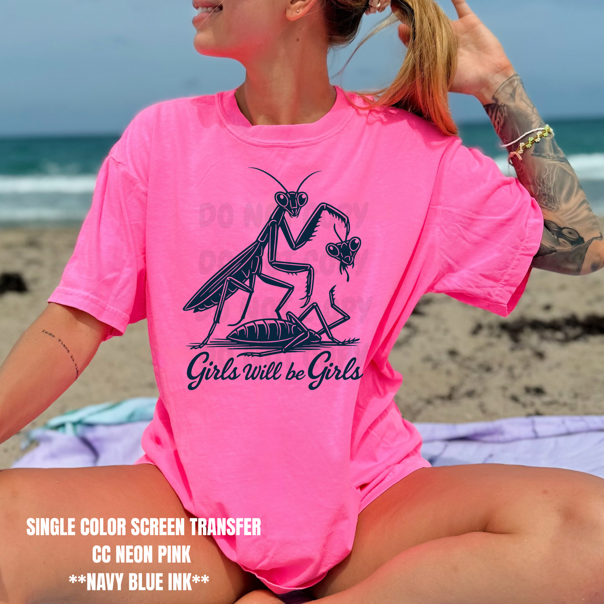Girls Will Be Girls Single Color  *NAVY BLUE INK* Single Color Screen Print Transfer