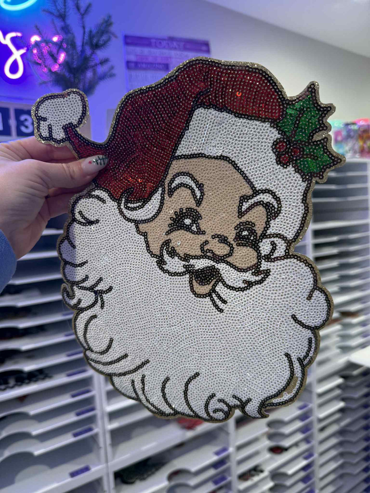 Santa Sequin Chenille Patch