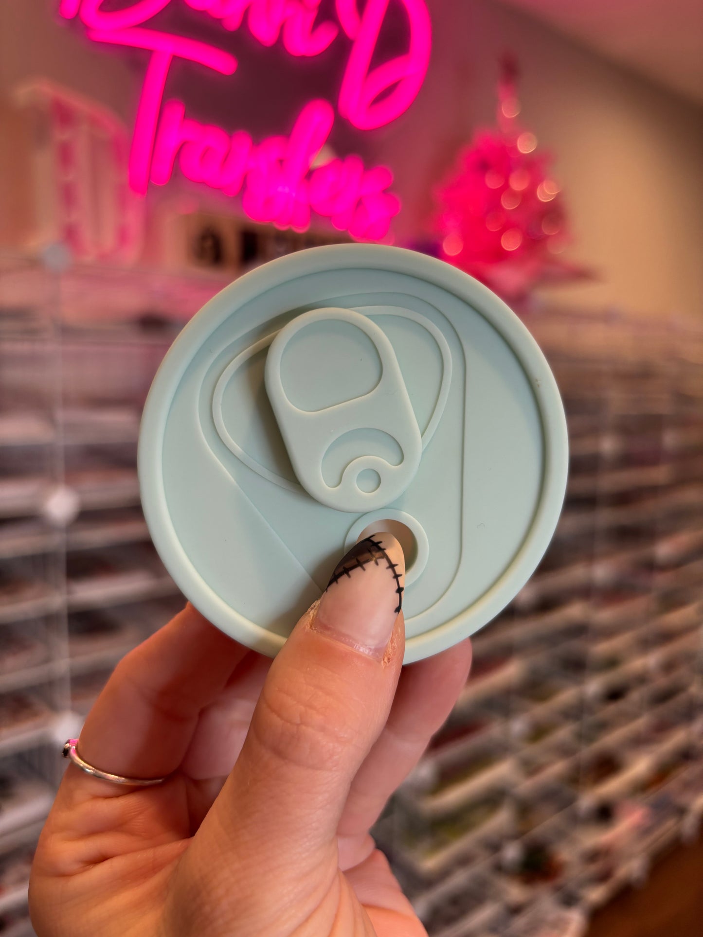 Mint silicone glass can lid