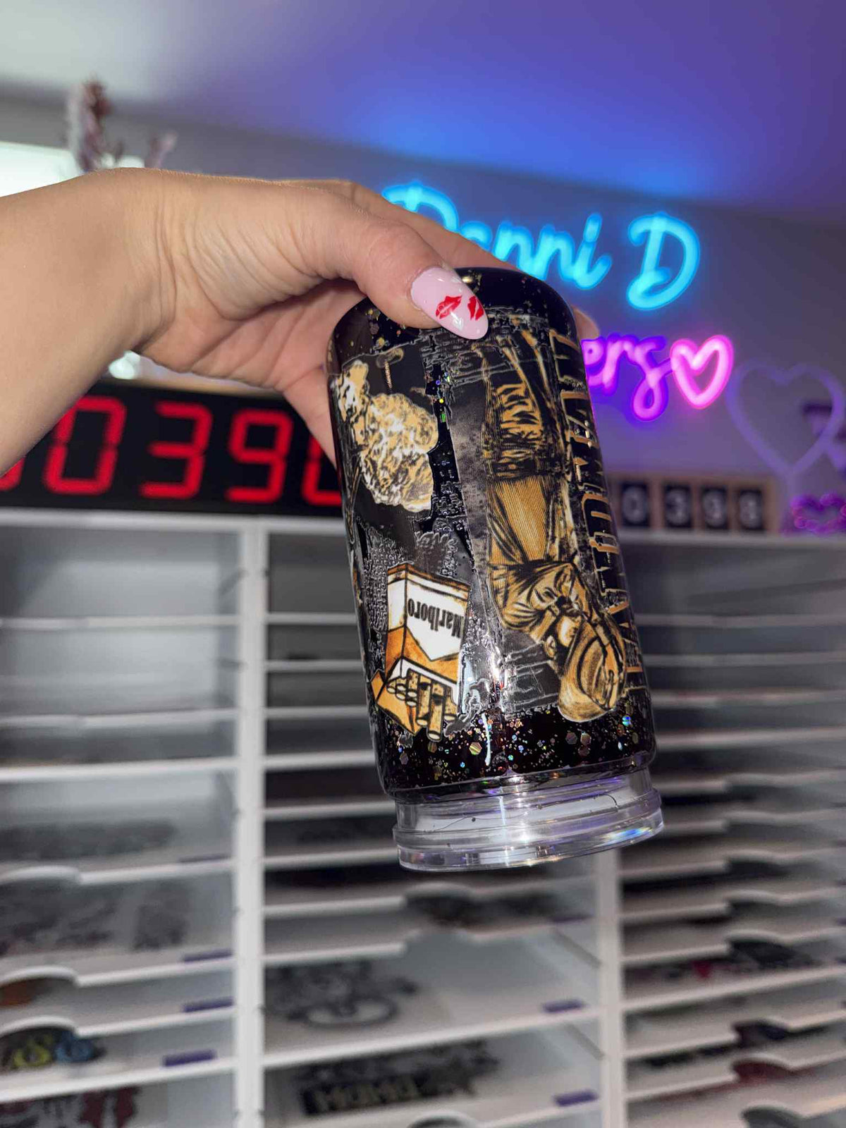 16oz Landman acrylic snowglobe tumbler