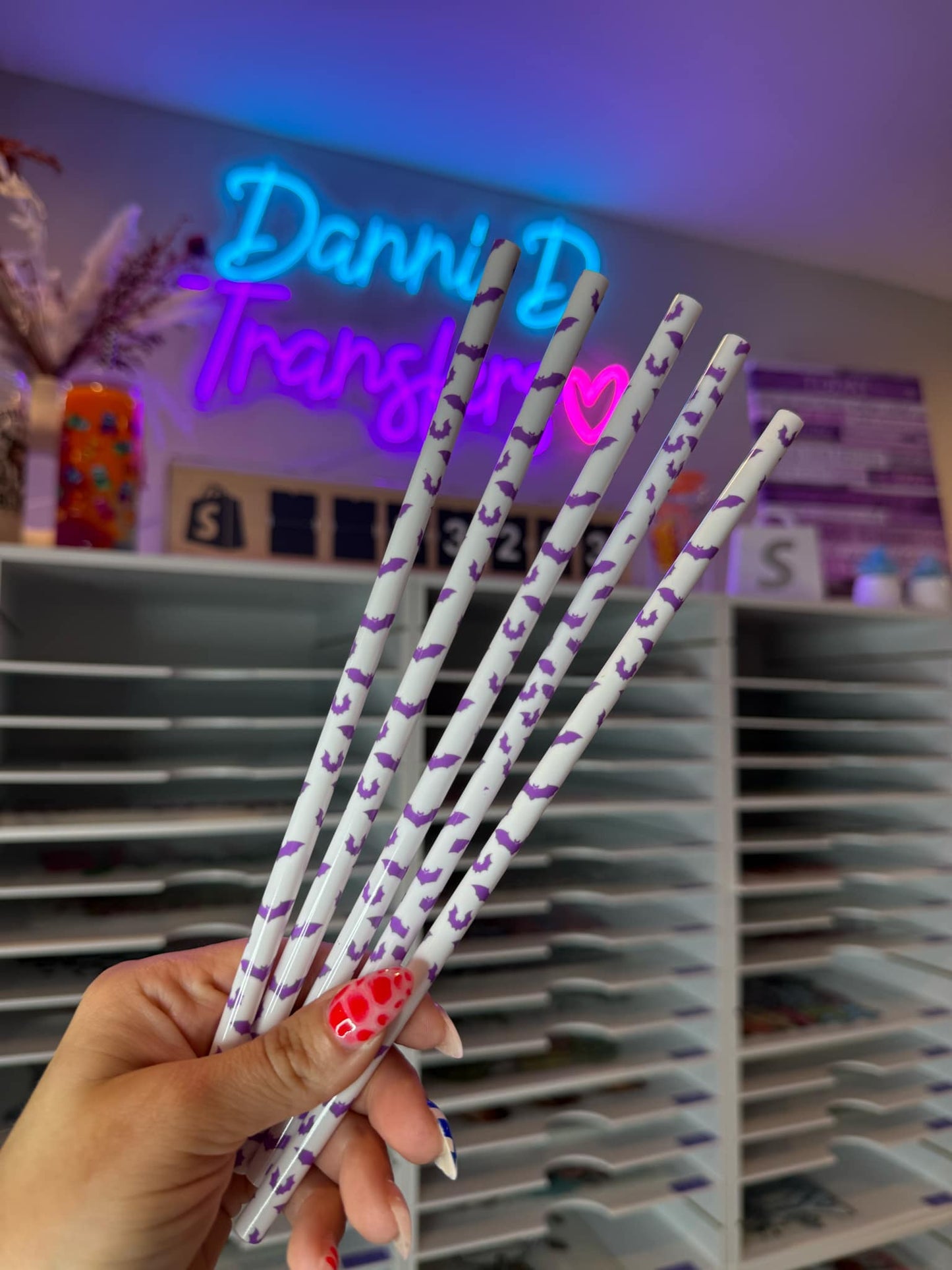 Purple Bats Straw  (Standard Straw Size) (1 STRAW)