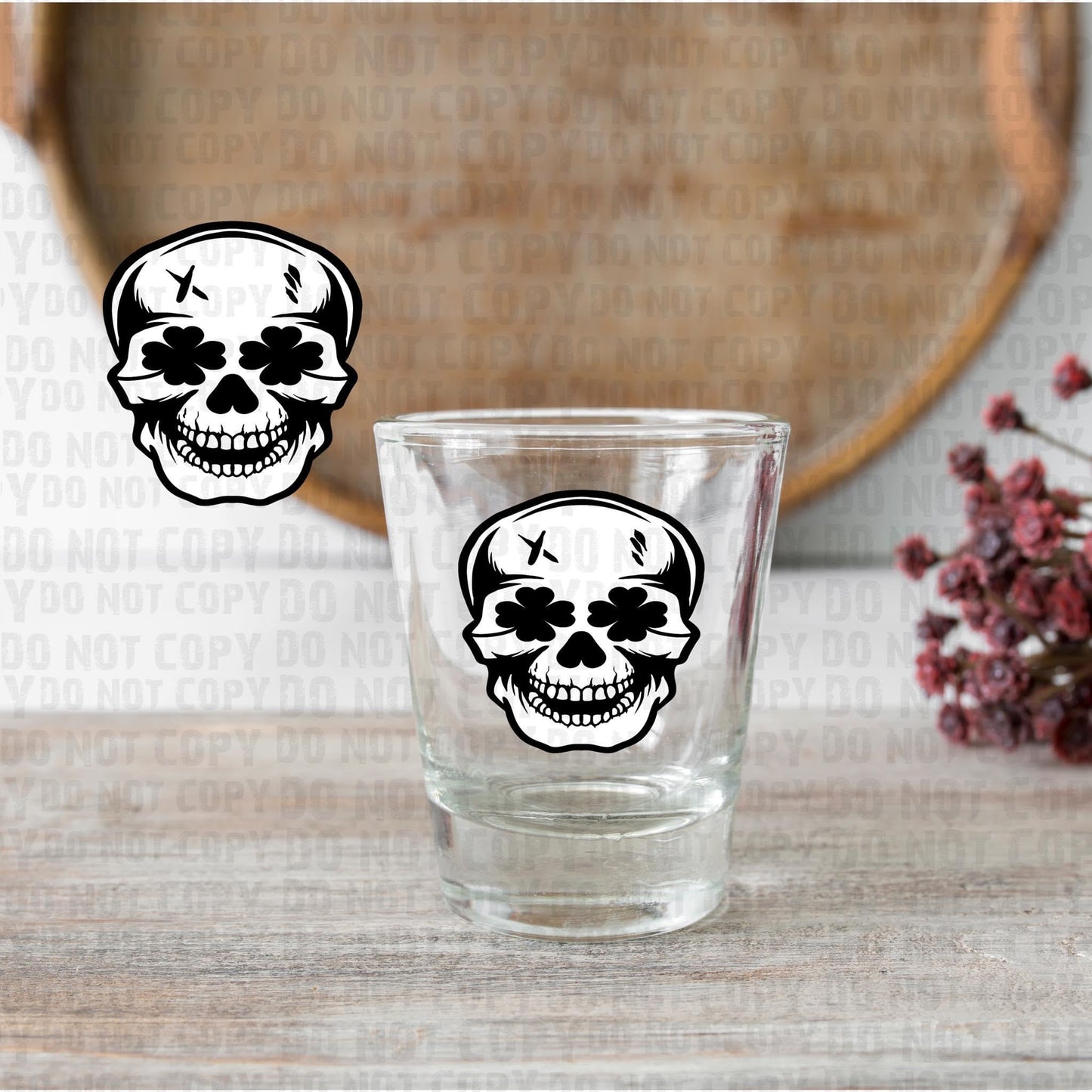 Irish skull shot glass decal