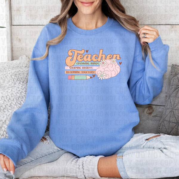 Teacher growing minds screen print transfer