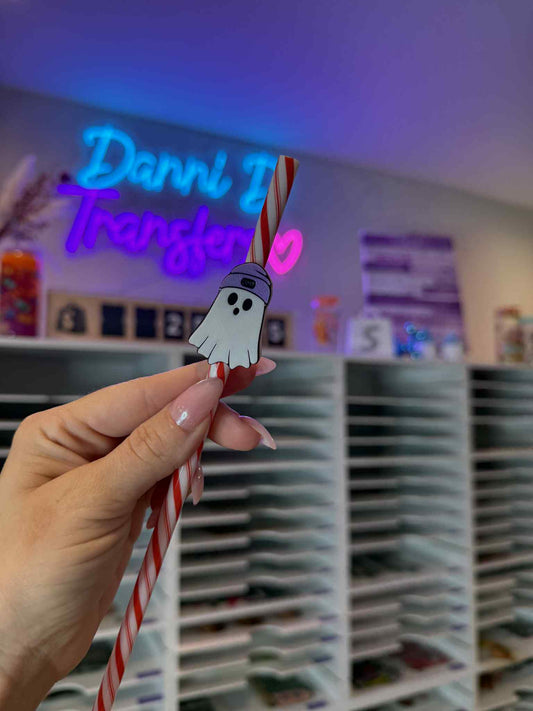 Beanie Ghostie 8mm Straw Topper (Standard Straw Size) Straw Not Included