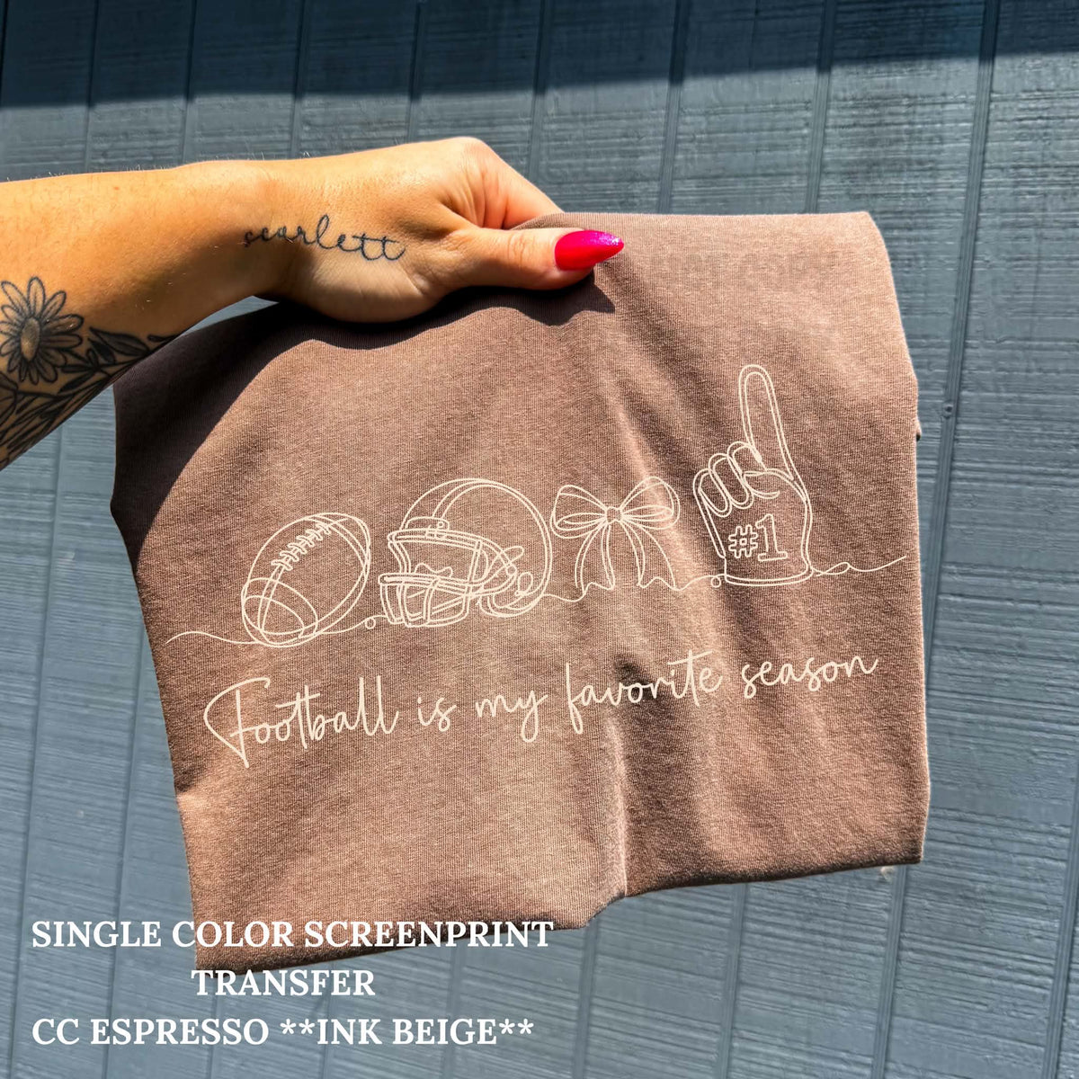 Football Favorite Season Single Color  *BEIGE INK* Single Color Screen Print Transfer