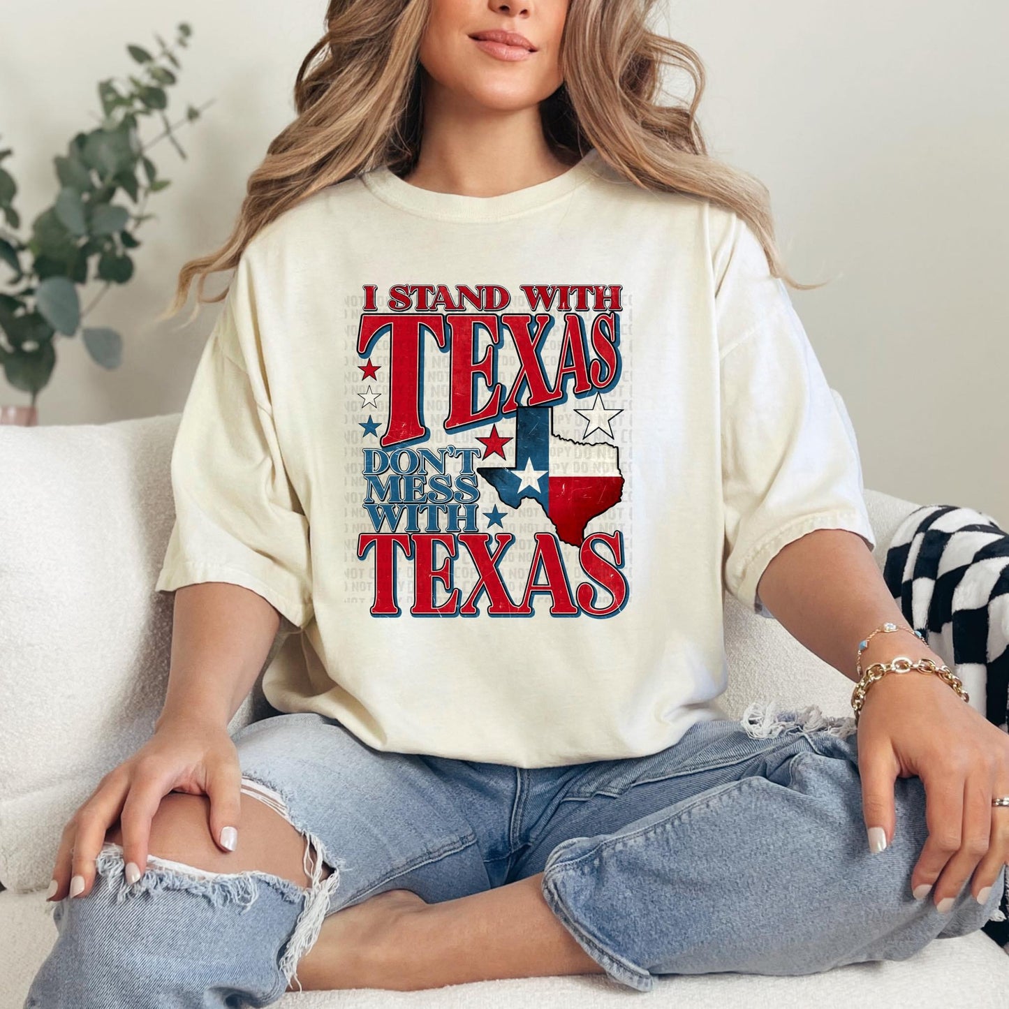 Stand with Texas screen print transfer