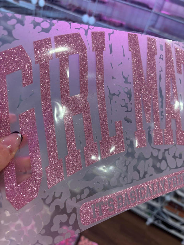 Girl math real GLITTER screen print transfer