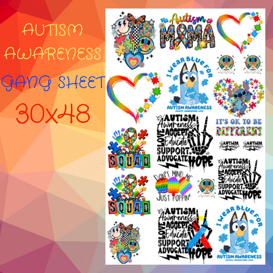 Autism awareness gang sheet