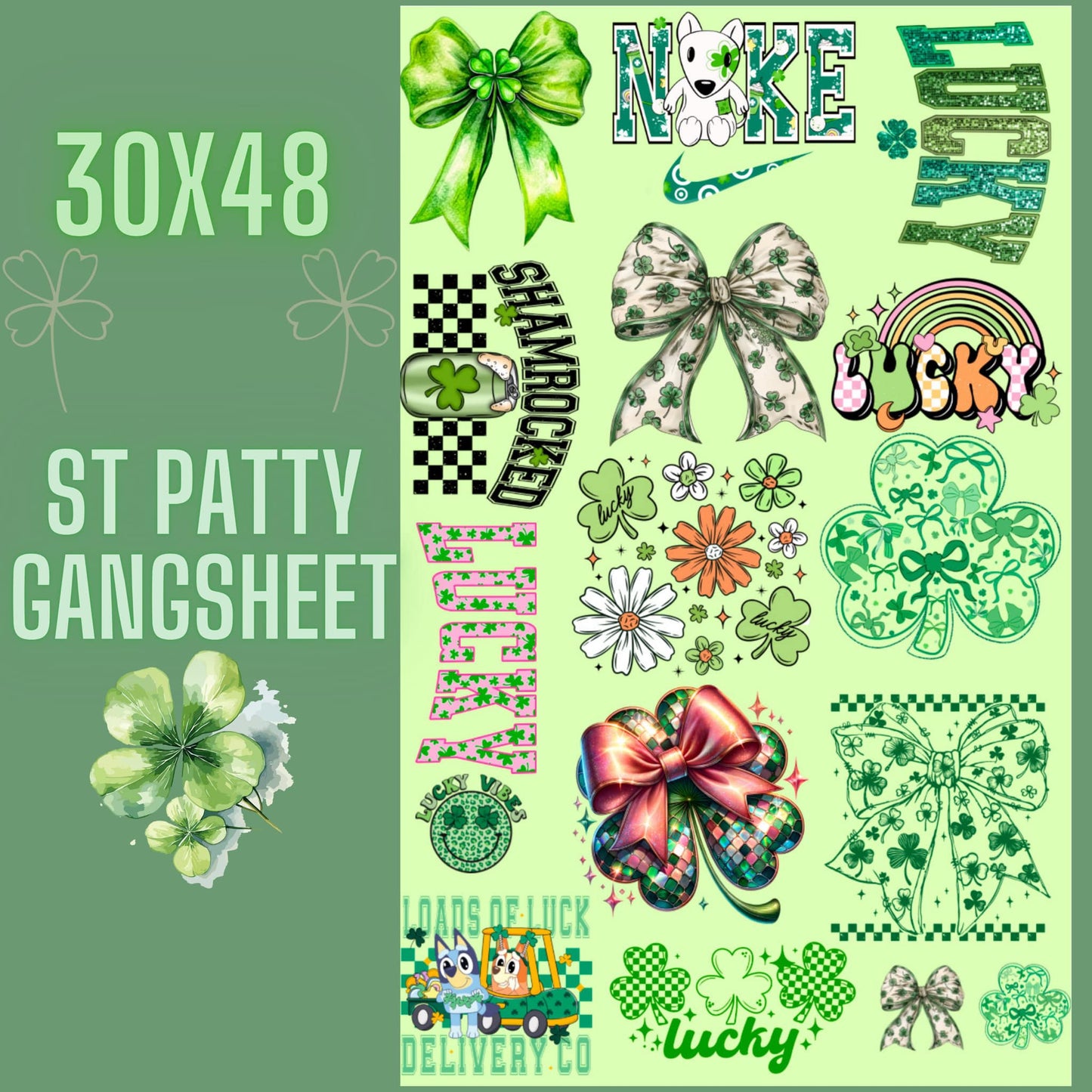 ** New ** St Patty Pre- Made Gang Sheet 30x48