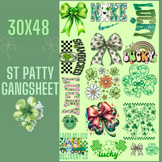 ** New ** St Patty Pre- Made Gang Sheet 30x48