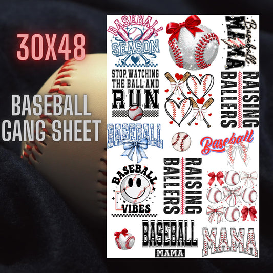 ** New ** Baseball Pre- Made Gang Sheet 30x48