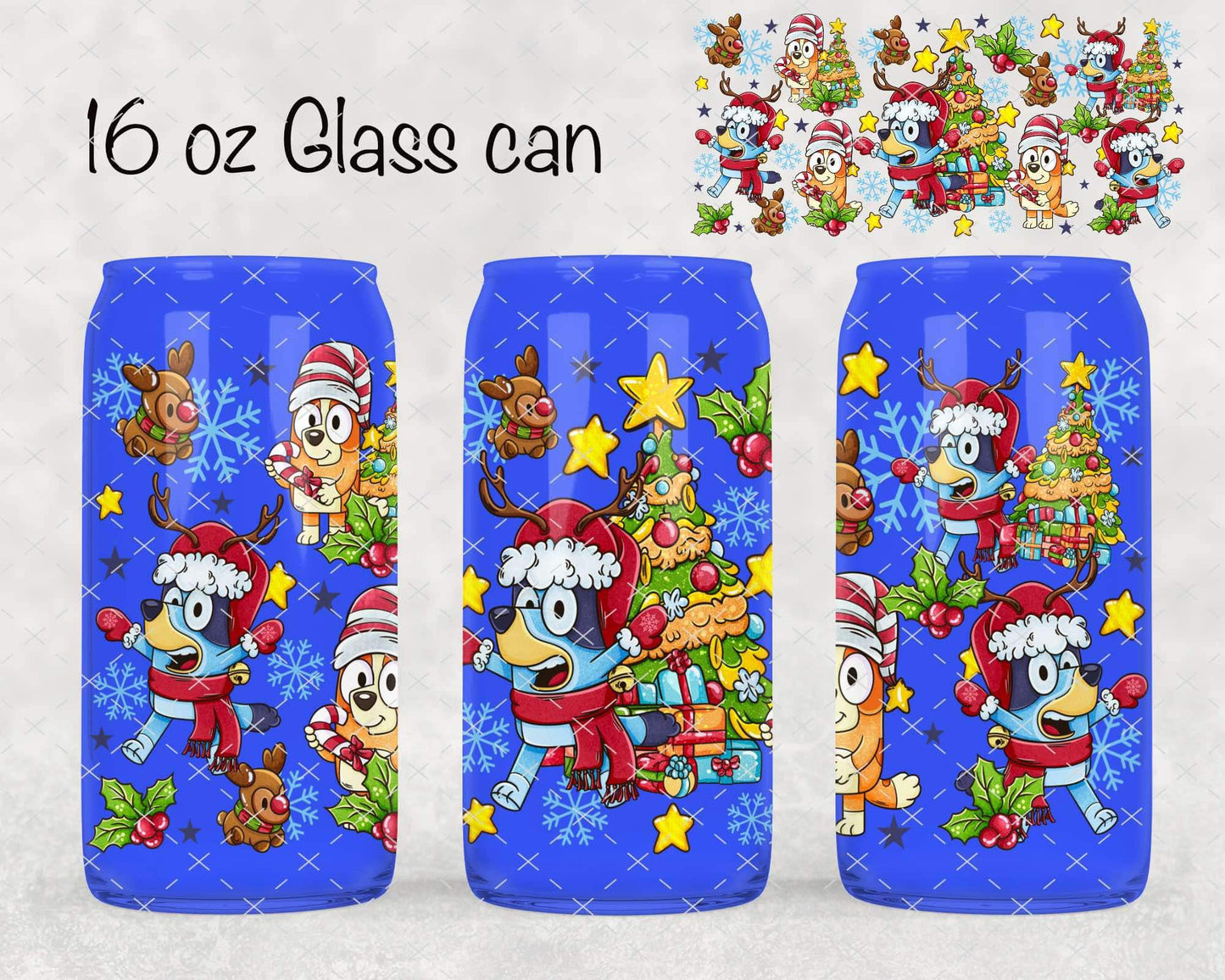 Blue Guy Christmas UV cup wrap