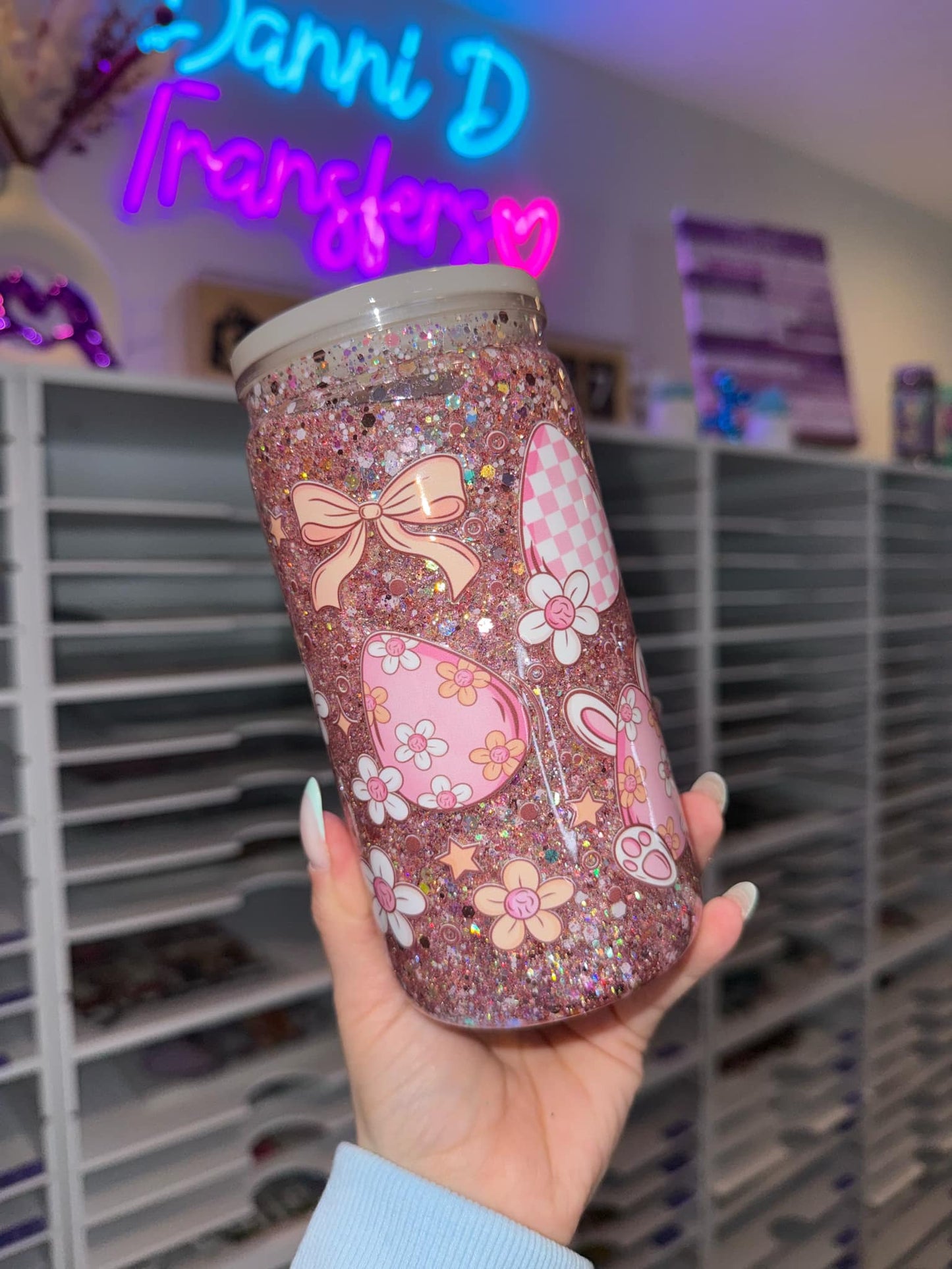 Easter Coquette Completed Acrylic Snowglobe Tumbler