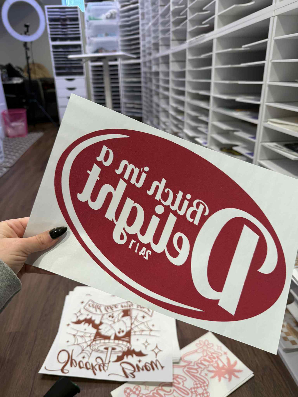 B Delight Single Color  * BURGUNDY INK* Single Color Screen Print Transfer